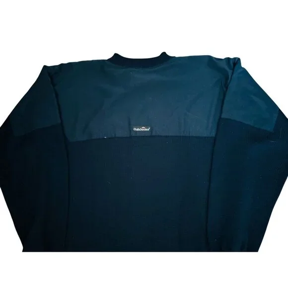 RainSweater Navy Blue Crewneck Pullover Sweater With Reinforced Shoulder Panels - Picture 3 of 6